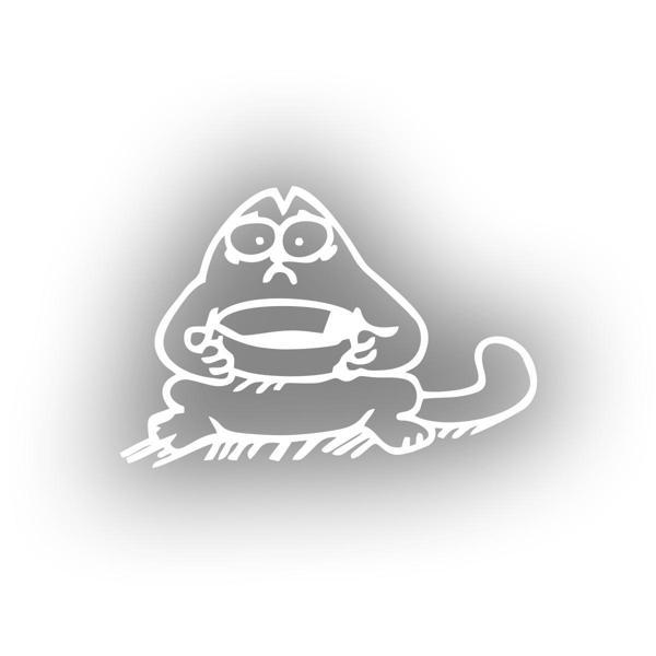 Komik Kedi Araba Sticker 17x17 Cm Beyaz - Image 1