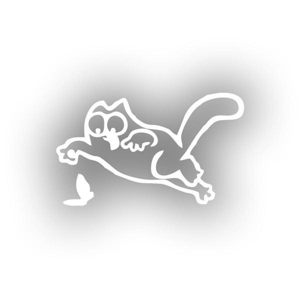 Komik Kedi Araba Sticker 17x17 Cm Beyaz - Image 1