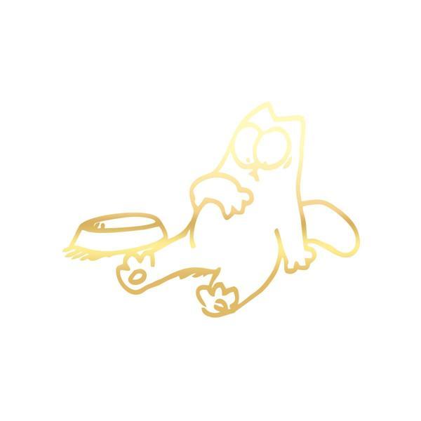 Komik Kedi Araba Sticker 17x17 Cm Gold - Image 1