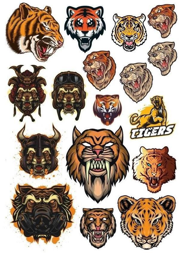 Kaplan Tiger Sticker Set-7 17 Parça Telefon, Tablet, Defter, Laptop Sticker - Image 1