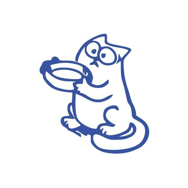 Komik Kedi Araba Sticker 17x17 Cm Mavi - Image 1