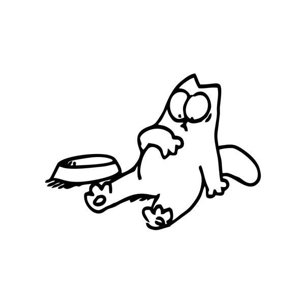 Komik Kedi Araba Sticker 17x17 Cm Siyah - Image 1