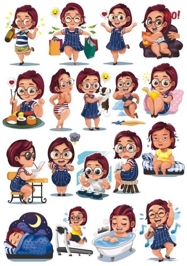 Kadın Stciker Set-4 15 Parça Telefon, Tablet, Defter, Laptop Sticker - Image 1