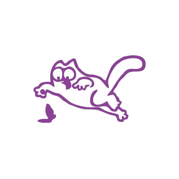 Komik Kedi Araba Sticker 17x17 Cm Mor - Image 1