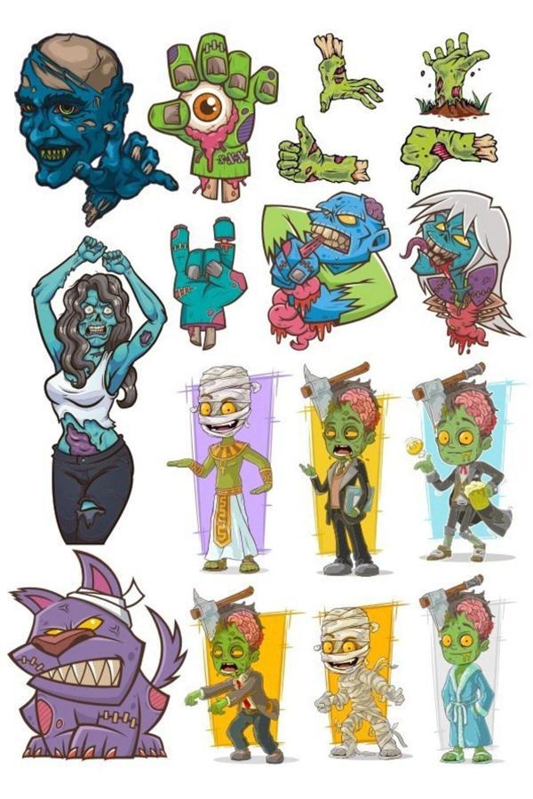 Zombi Sticker Set-3 18 Parça Telefon, Tablet, Defter, Laptop Sticker - Image 1