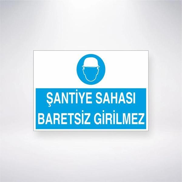 Şantiye Sahası Baretsiz Girilmez Sticker 20X28 Cm - Image 1