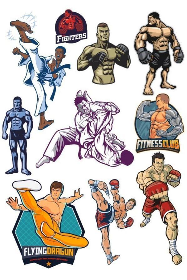 Boks Dövüş Sticker set 13 Parça Telefon, Tablet, Defter, Laptop Sticker - Image 1