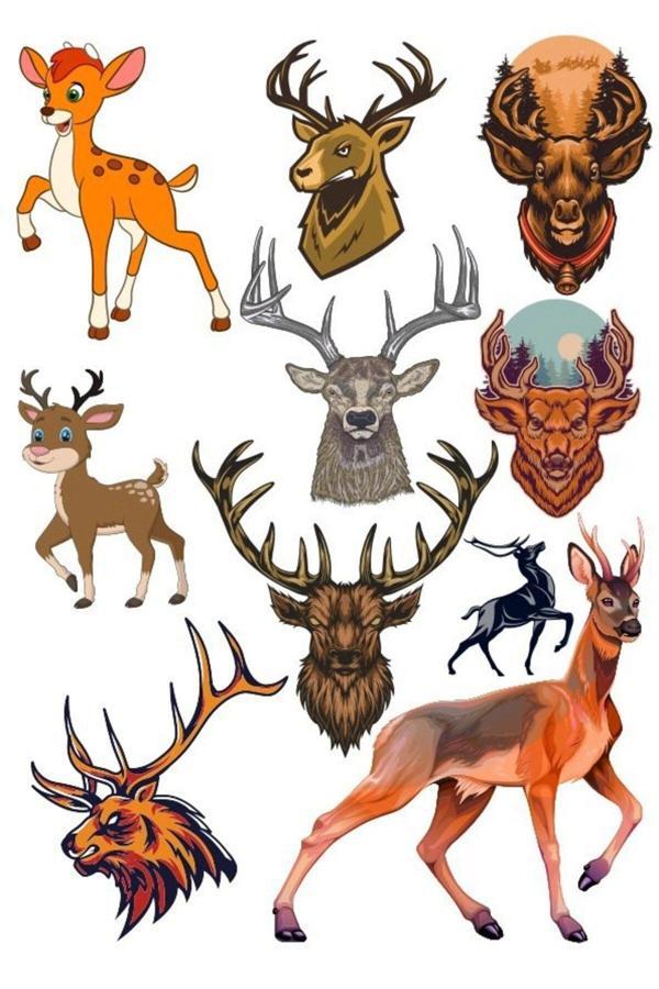 Sevimli Geyik Sticker Set-1 10 Parça Telefon, Tablet, Defter, Laptop Sticker - Image 1