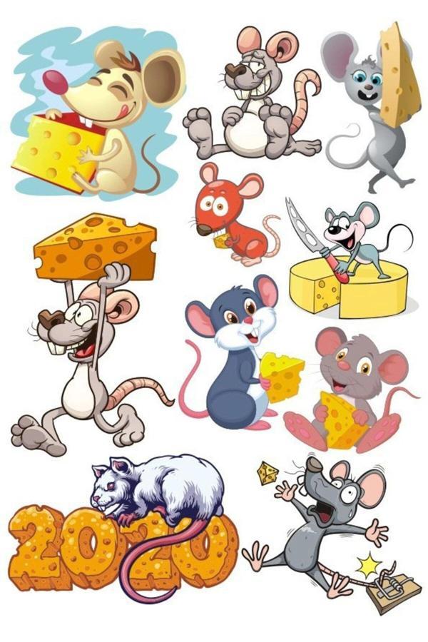 Sevimli Fare Sticker Set-1 10 Parça Telefon, Tablet, Defter, Laptop Sticker - Image 1