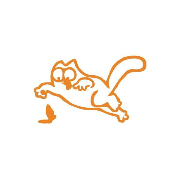 Komik Kedi Araba Sticker 17x17 Cm Turuncu - Image 1