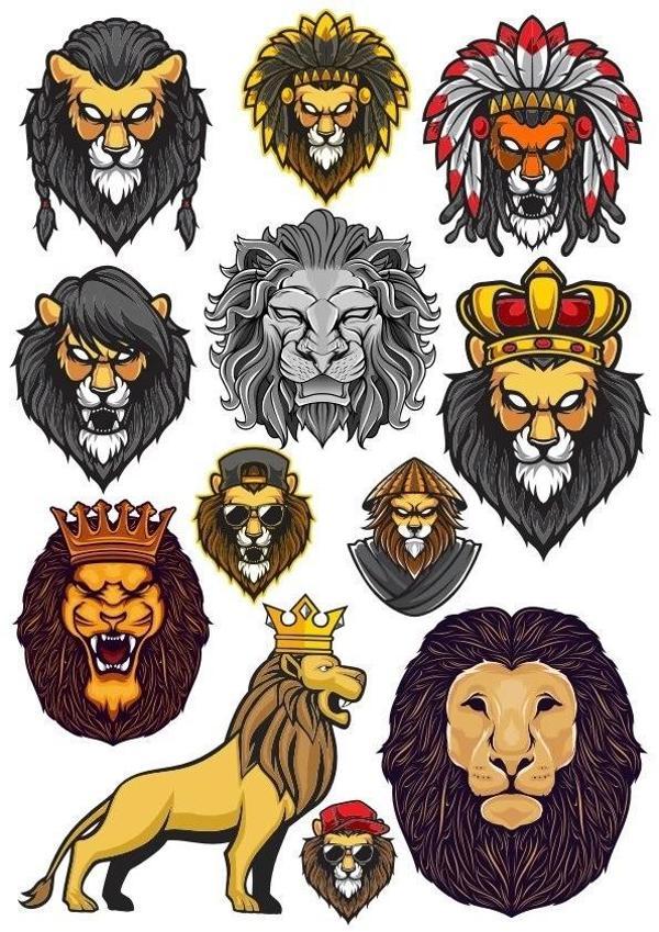 Aslan Kral Sticker Set-1 13 Parça Telefon, Tablet, Defter, Laptop Sticker - Image 1