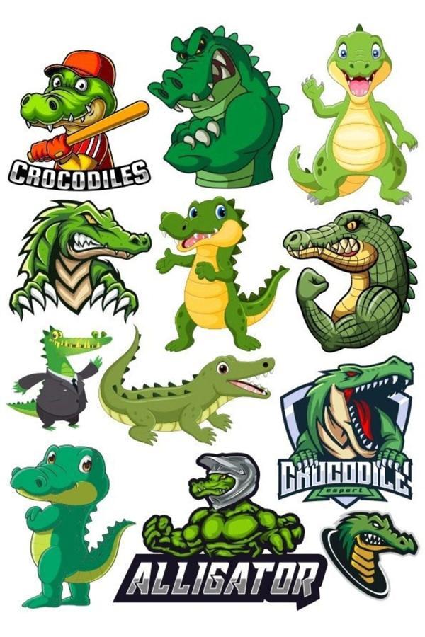 Timsah Sticker Set-5 12 Parça Telefon, Tablet, Defter, Laptop Sticker - Image 1