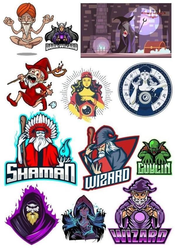 Shaman Büyücü Sticker Set-1 14 Parça Telefon, Tablet, Defter, Laptop Sticker - Image 1