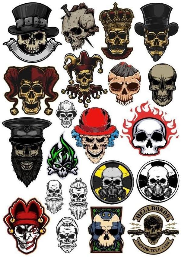 İskelet Sticker Set-12 13 Parça Telefon, Tablet, Defter, Laptop Sticker - Image 1