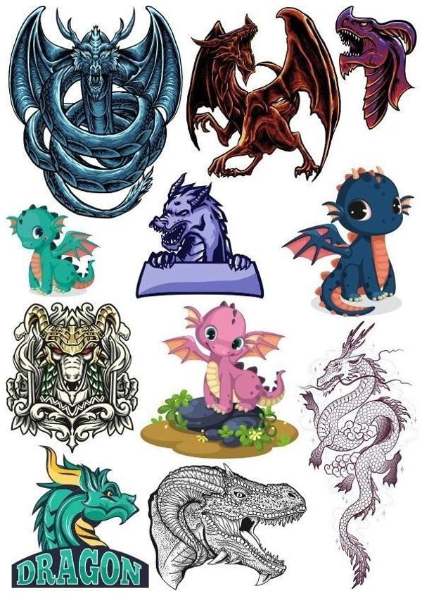 Ejderha Dragon Sticker -6 13 Parça Telefon, Tablet, Defter, Laptop Sticker - Image 1