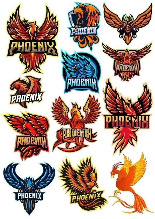 Anka Kuşu Phoneix Sticker Set-2 12 Parça Telefon, Tablet, Defter, Laptop Sticker - Image 1