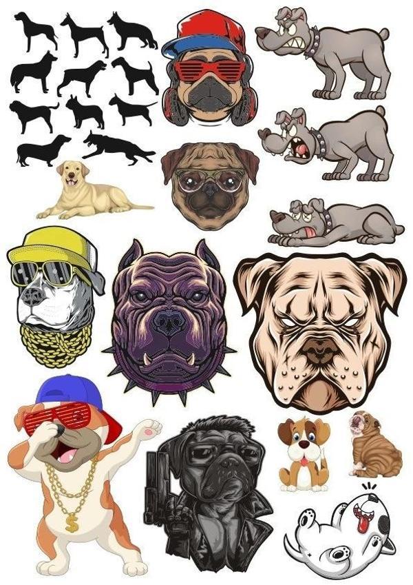 Köpekler Sticker Set-5 16 Parça Telefon, Tablet, Defter, Laptop Sticker - Image 1