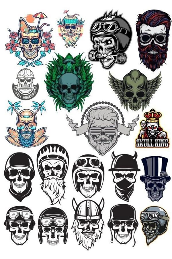 Kuru Kafa İskelet Sticker Set-7 15 Parça Telefon, Tablet, Defter, Laptop Sticker - Image 1