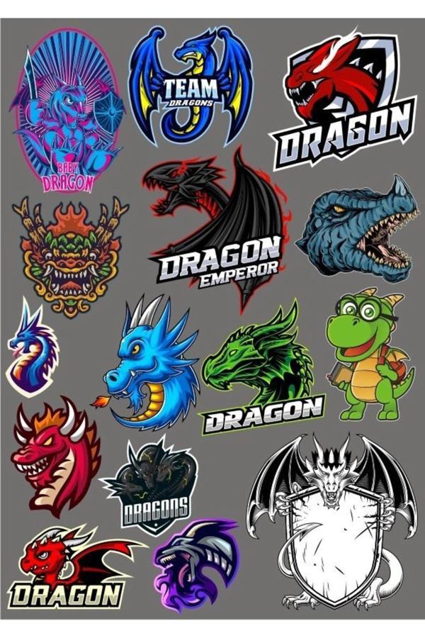 Dragon Ejderha Sticker Set 13 Parça Telefon, Tablet, Defter, Laptop Sticker - Image 1