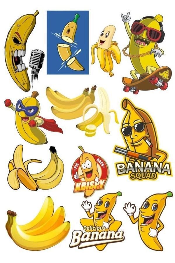 Muz Sticker Set-1 13 Parça Telefon, Tablet, Defter, Laptop Sticker - Image 1