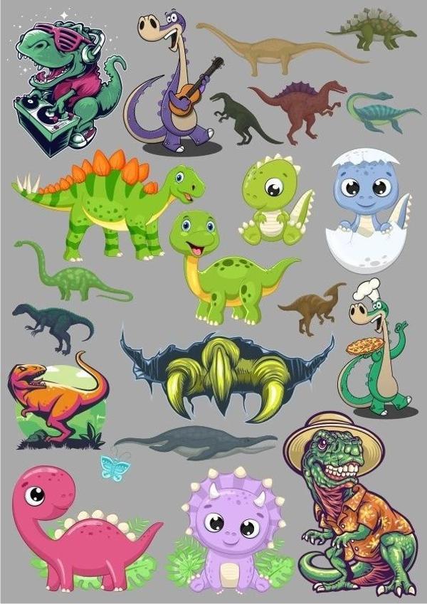 Dino Dinazro Sticker Set-2 13 Parça Telefon, Tablet, Defter, Laptop Sticker - Image 1