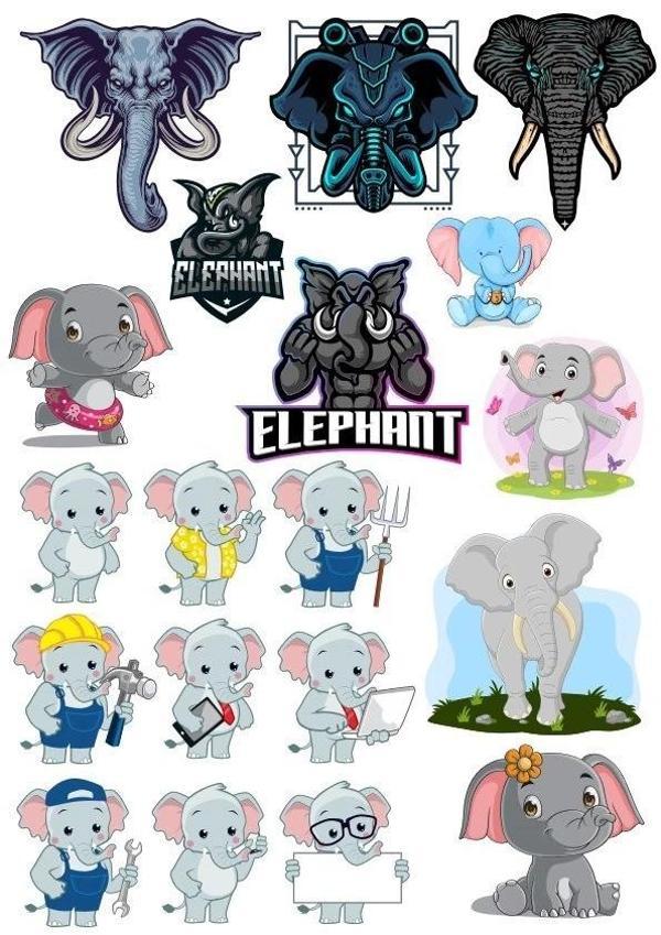 Fil Sticker Set-5 17 Parça Telefon, Tablet, Defter, Laptop Sticker - Image 1