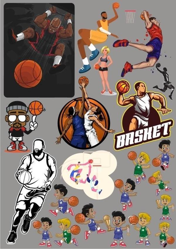Basketbol Sticker Set 5 15 Parça Telefon, Tablet, Defter, Laptop Sticker - Image 1