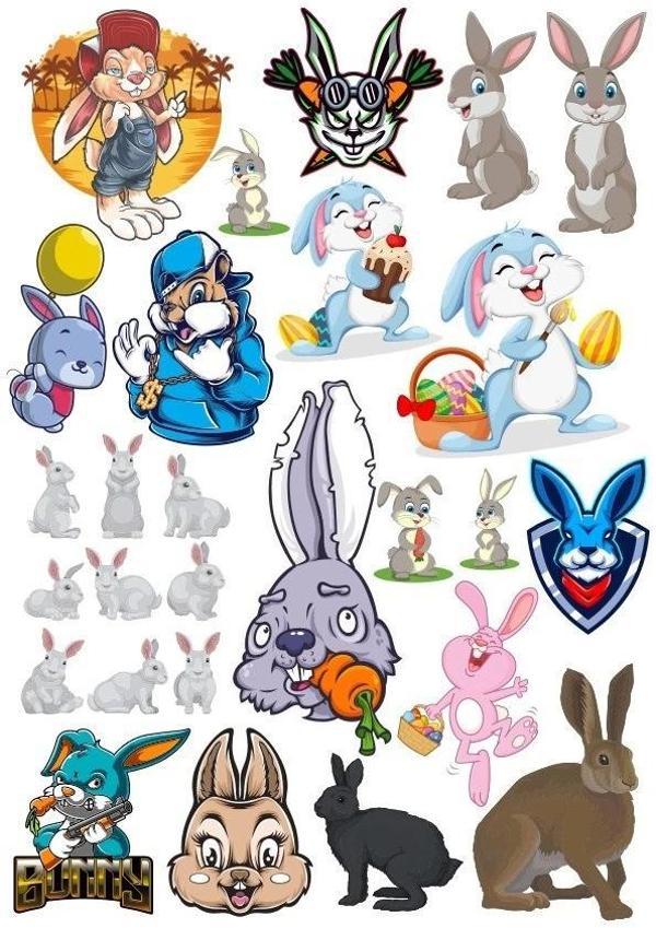 Tavşan Sticker Set-11 17 Parça Telefon, Tablet, Defter, Laptop Sticker - Image 1