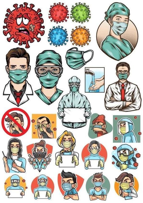 Doktor Virüs Temalı Sticker Set 15 Parça Telefon, Tablet, Defter, Laptop Sticker - Image 1