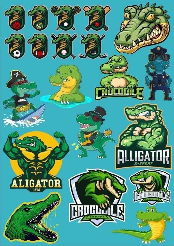 Timsah Sticker Set-10 17 Parça Telefon, Tablet, Defter, Laptop Sticker - Image 1