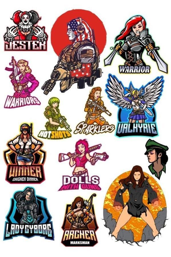Savaşçı Kadın Sticker Set-1 12 Parça Telefon, Tablet, Defter, Laptop Sticker - Image 1