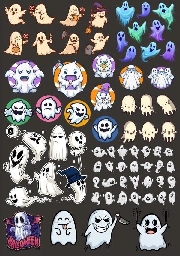 Hayalet Sticker Set 11 28 Parça Telefon, Tablet, Defter, Laptop Sticker - Image 1