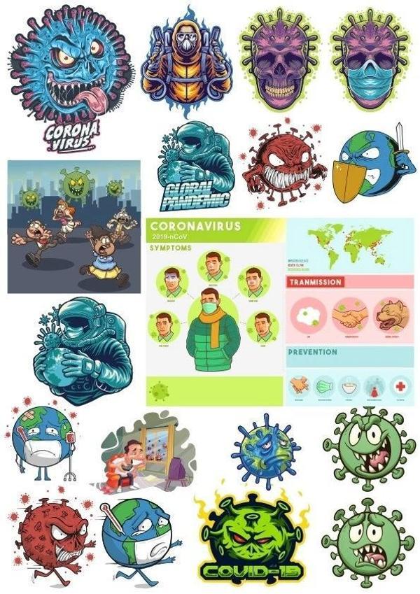 Kuru Kafa İskelet Sticker Set-8 15 Parça Telefon, Tablet, Defter, Laptop Sticker - Image 1