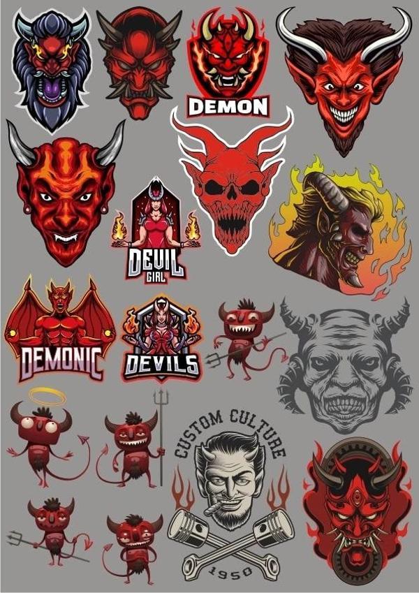 Şeytan Sticker Set 20 Parça Telefon, Tablet, Defter, Laptop Sticker - Image 1