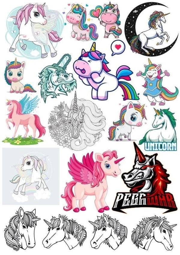 Pegasus Sticker Set 18 Parça Telefon, Tablet, Defter, Laptop Sticker - Image 1