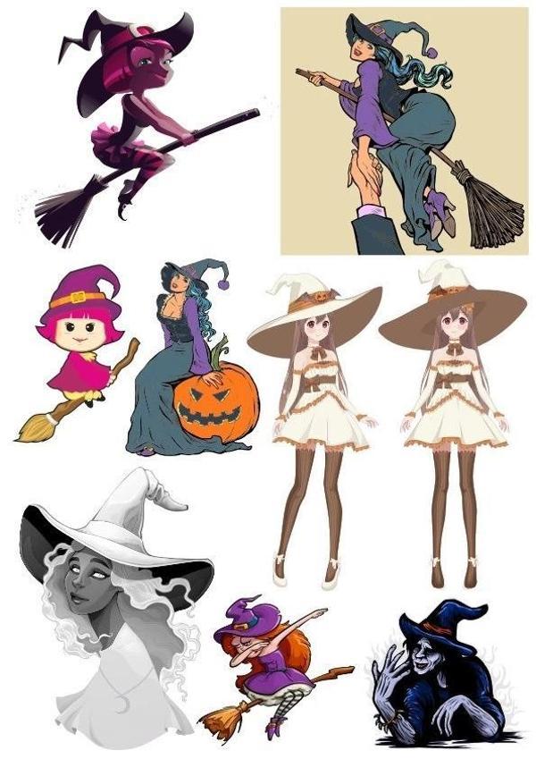 Cadı Sticker Set-5 13 Parça Telefon, Tablet, Defter, Laptop Sticker - Image 1