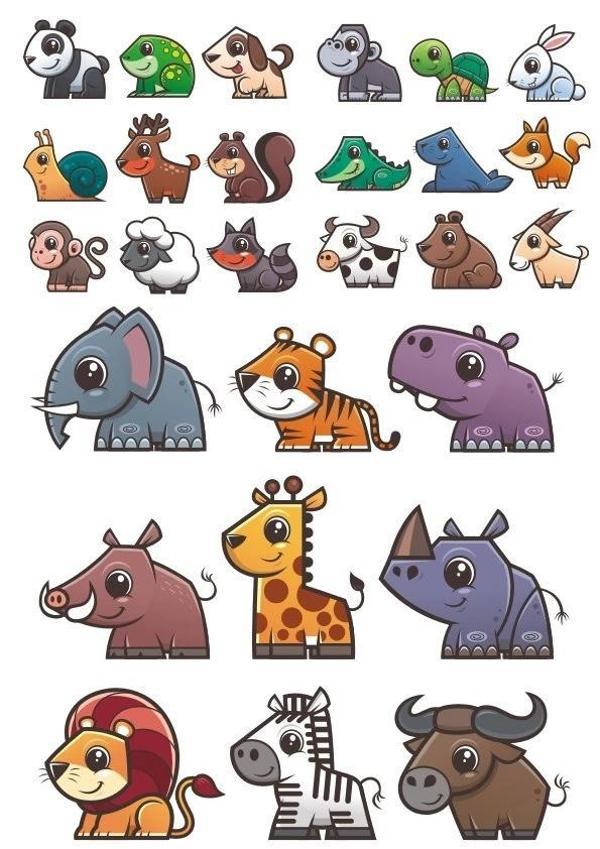 Sevimli Hayvanlar Sticker Set-2 27 Parça Telefon, Tablet, Defter, Laptop Sticker - Image 1