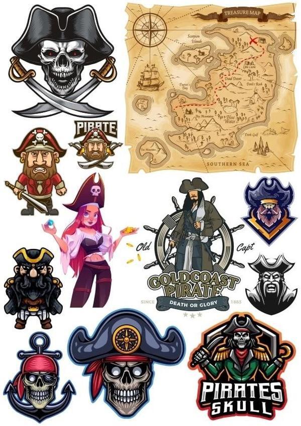 Korsan Sticker Set 3 12 Parça Telefon, Tablet, Defter, Laptop Sticker - Image 1