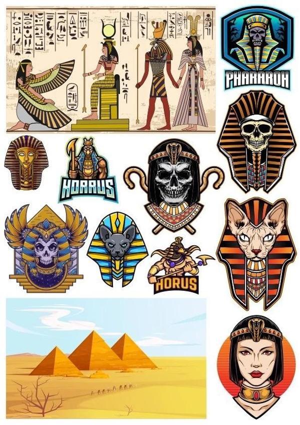 Mısır Temalı Sticker Set-3 13 Parça Telefon, Tablet, Defter, Laptop Sticker - Image 1