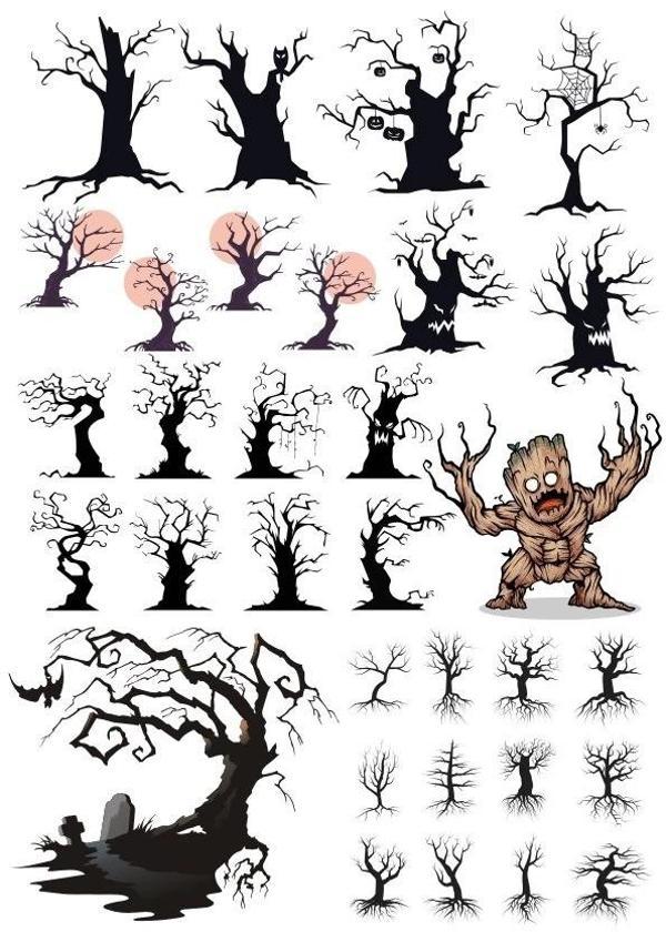 Korkunç Ağaçlar Sticker Set 28 Parça Telefon, Tablet, Defter, Laptop Sticker - Image 1