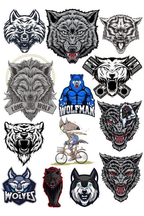 Kurt Wolfs Sticker Set-1 13 Parça Telefon, Tablet, Defter, Laptop Sticker - Image 1