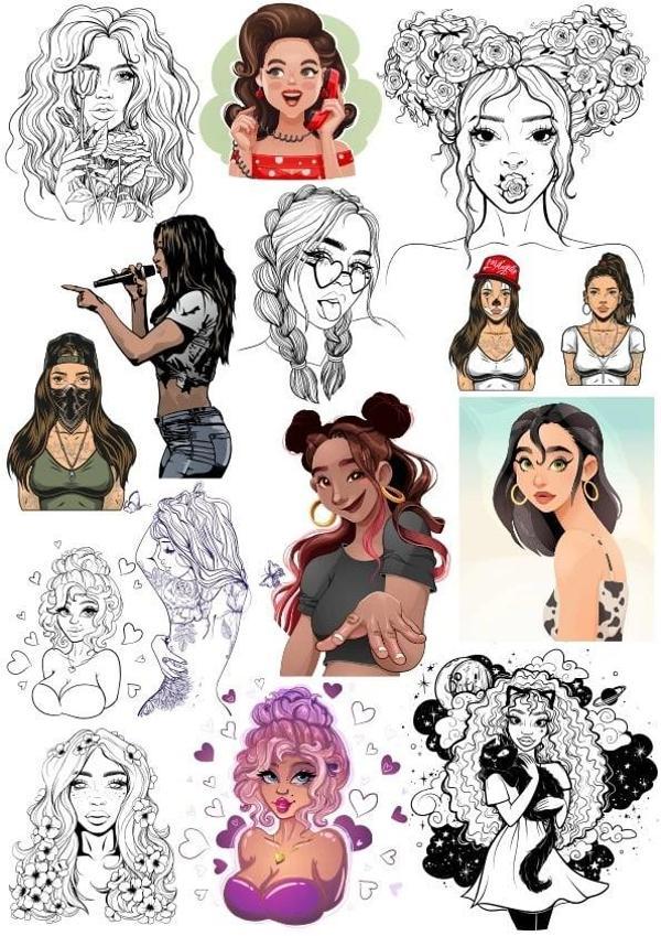 Genç Kız Sticker Set 2 15 Parça Telefon, Tablet, Defter, Laptop Sticker - Image 1