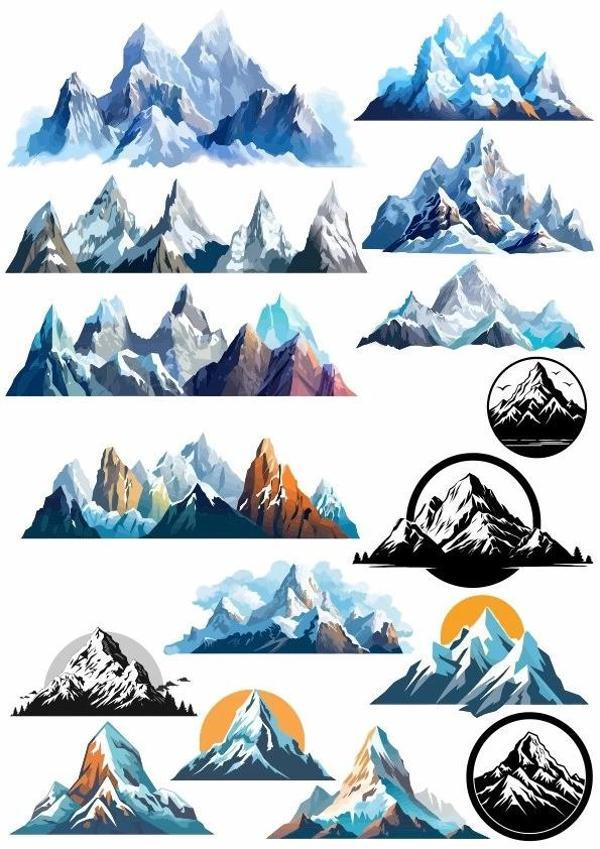 Dağlar Sticker Set 16 Parça Telefon, Tablet, Defter, Laptop Sticker - Image 1