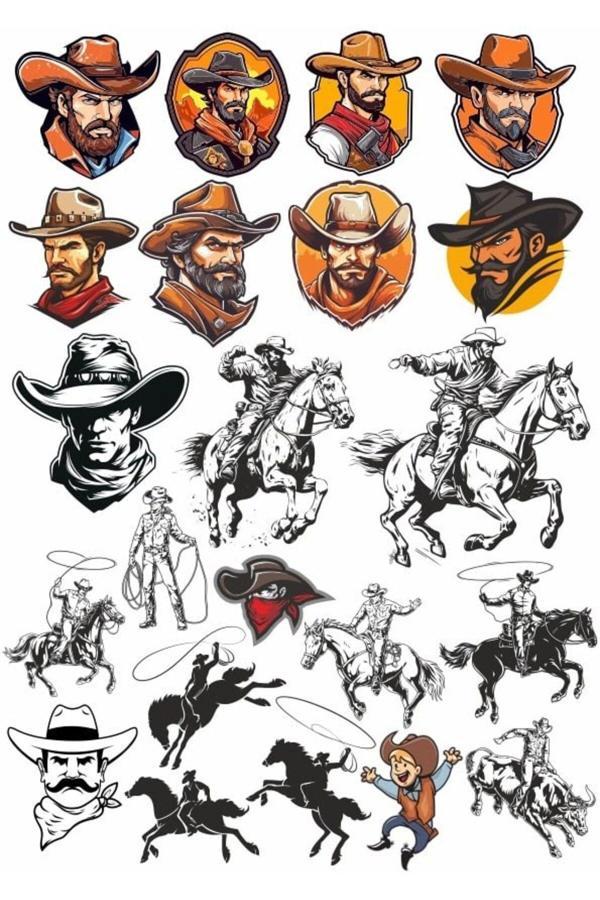 Cowboy Western Sticker Set 1 - Image 1