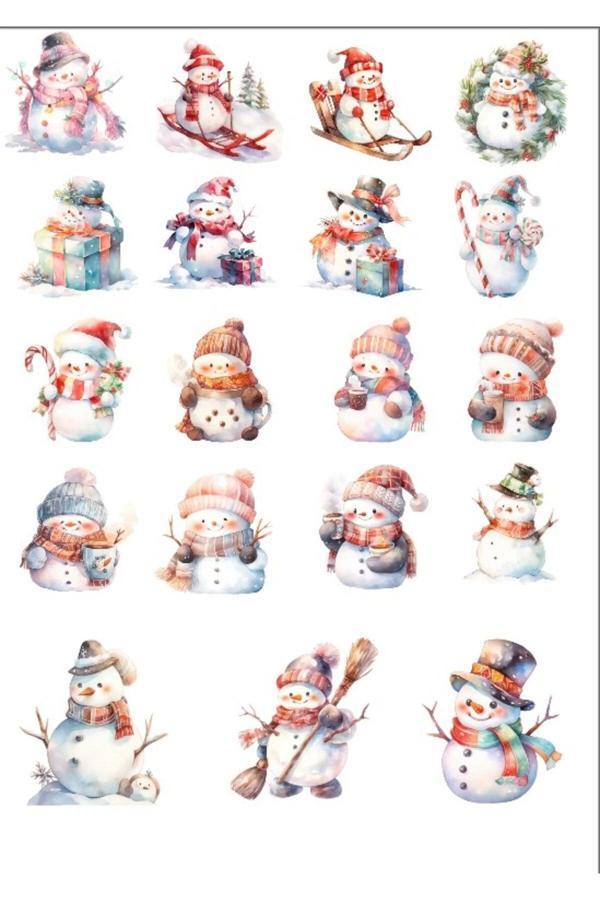 Sevimli Kardan Adam Sticker Set - Image 1