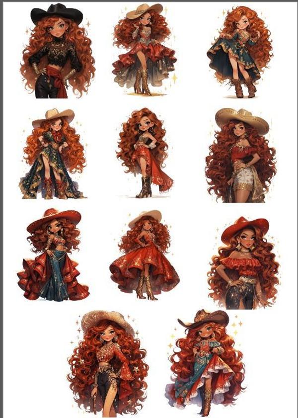 Kovboy Kız Sticker Set - Image 1