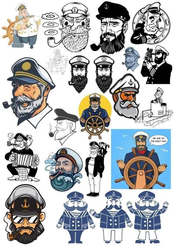 Gemi Kaptanı Sticker Set 20 Parça Telefon, Tablet, Defter, Laptop Sticker - Image 1