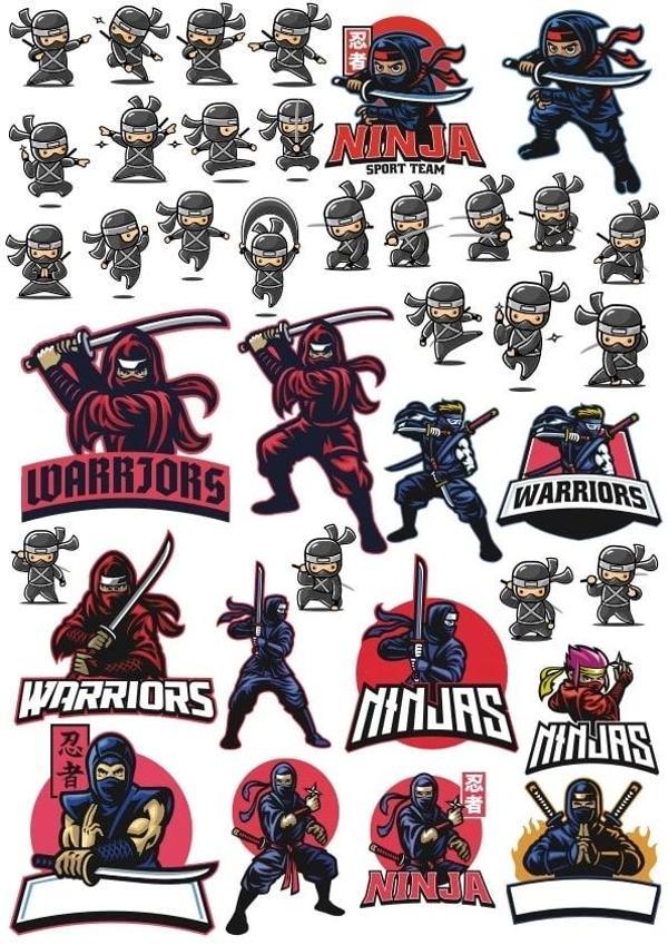 Ninja Sticker Set 20 Parça Telefon, Tablet, Defter, Laptop Sticker - Image 1