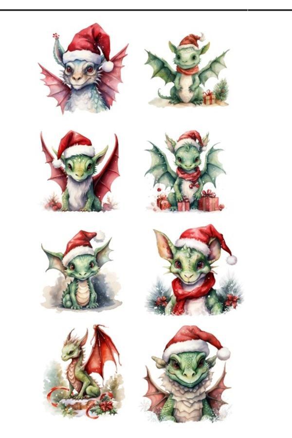 Noel Temalı Ejderhalar Sticker SET - Image 1