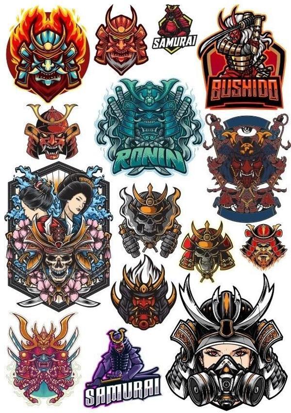 Samurai Savaşçı Sticker Set-6 17 Parça Telefon, Tablet, Defter, Laptop Sticker - Image 1